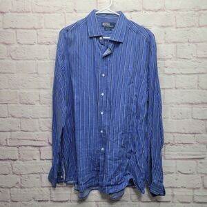 VTG Polo Ralph Lauren Westerton Linen Button Shirt‎ XL Striped Old Money Preppy